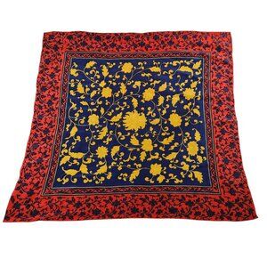 Lillian Vernon Silk Floral Square Scarf • Hand Rolled Edges • Vintage 31"X31"